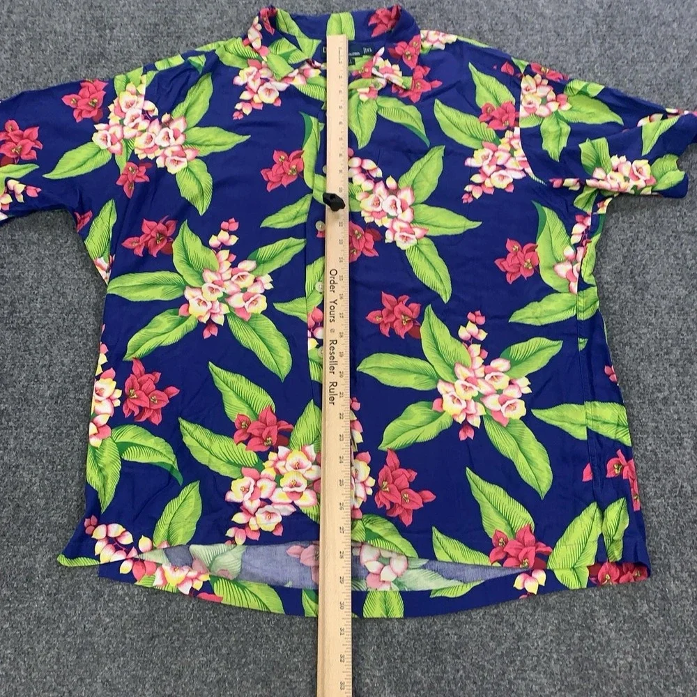 VTG Polo Ralph Lauren Caldwell Shirt Mens XL Floral Rayon Loop Collar Hawaiian